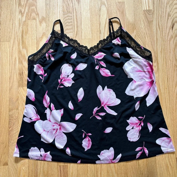 La Vie En Rose Silky Spaghetti Strap Floral Tops - Picture 5 of 7